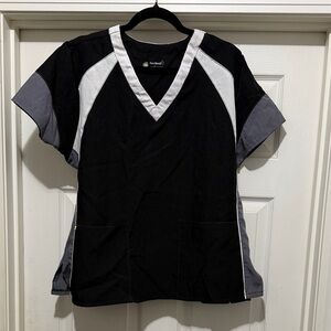 WonderWink Black and Gray Women's Scrub Top size
